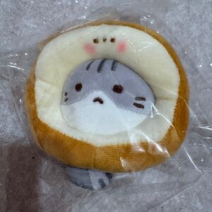 Cute Cat with Bread Mask Bag Charm Keychain